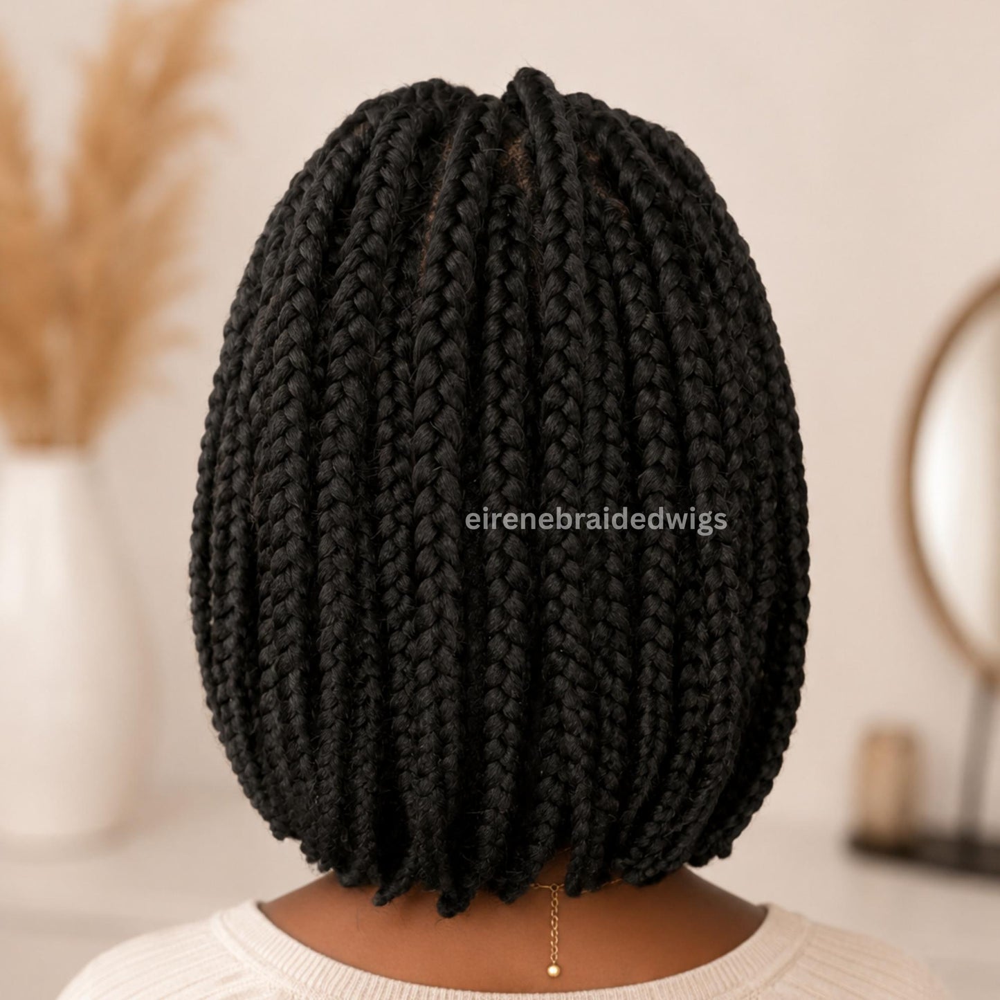 Braided Wigs for Black Women Short Bob Box Braids Wig – Black & Gold Lace Front Wig – product image 4