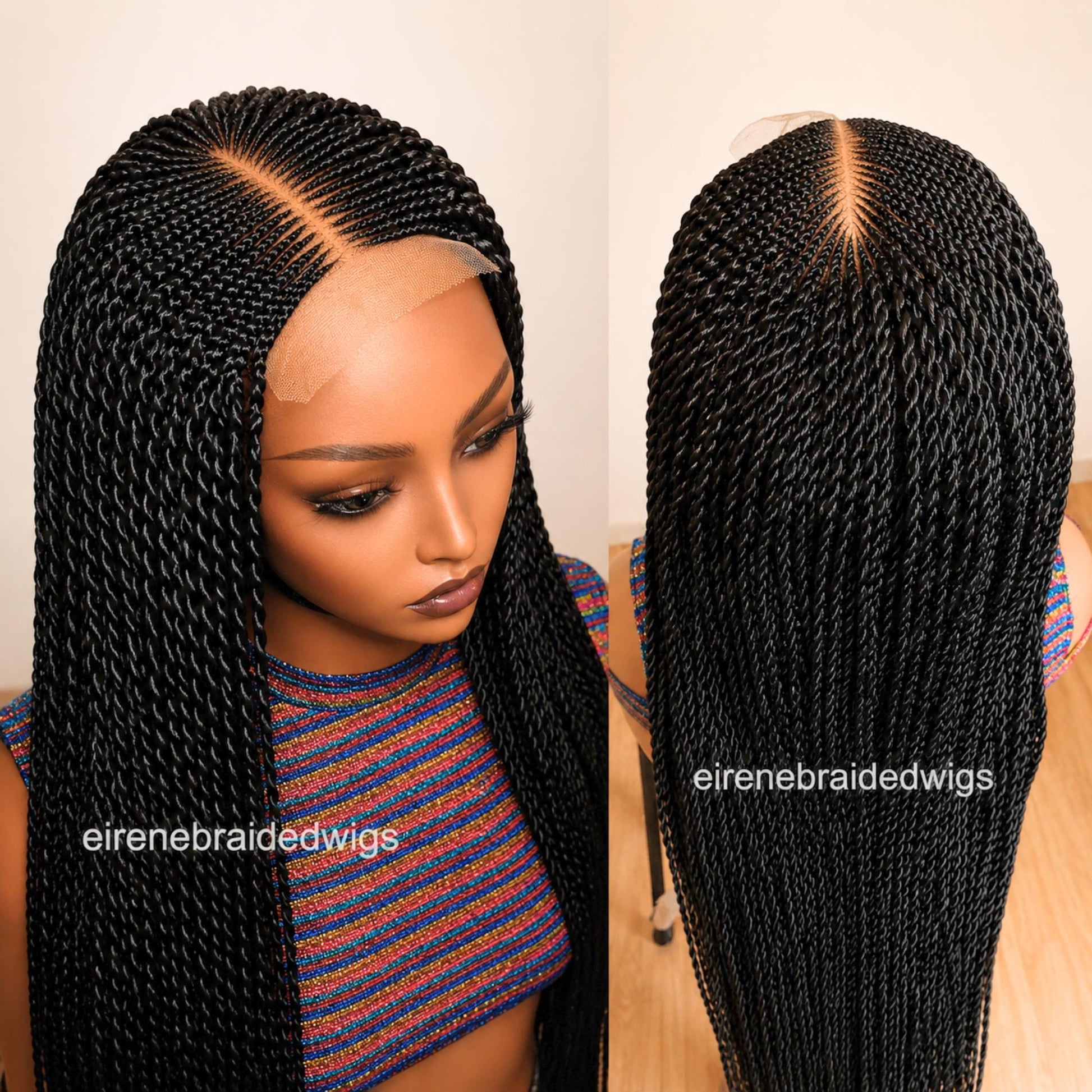 Braided Wigs for Black Women Full Lace Braided Wig – Fulani Cornrow – Micro Twist – Human Hair Bob – product image 2