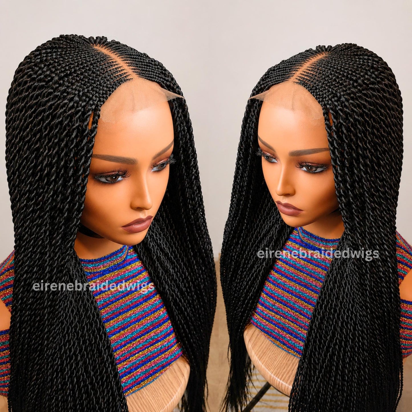 Braided Wigs for Black Women Full Lace Braided Wig – Fulani Cornrow – Micro Twist – Human Hair Bob – product image 3