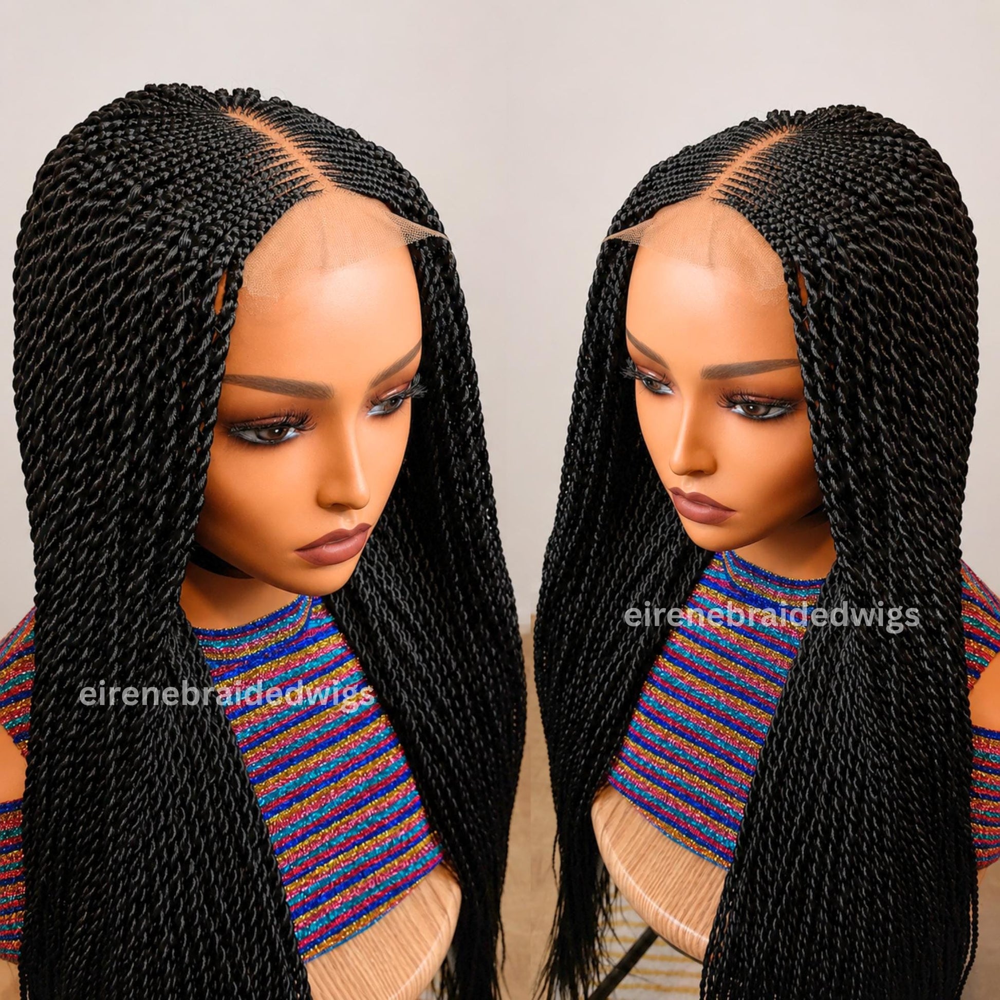 Braided Wigs for Black Women Full Lace Braided Wig – Fulani Cornrow – Micro Twist – Human Hair Bob – product image 3