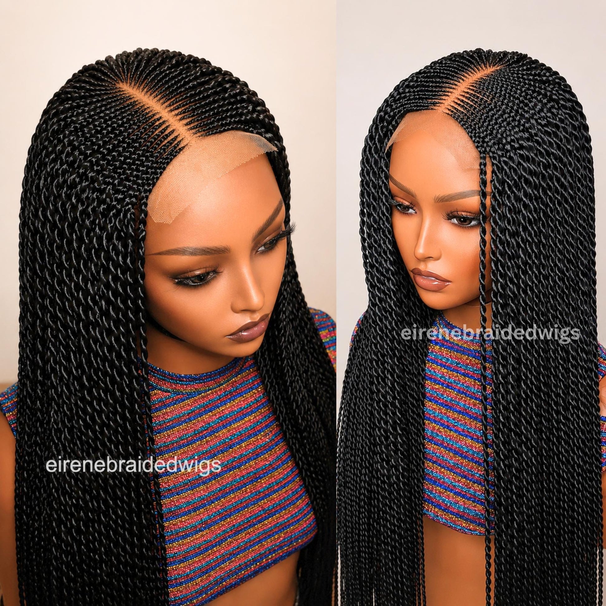 Braided Wigs for Black Women Full Lace Braided Wig – Fulani Cornrow – Micro Twist – Human Hair Bob – product image 1