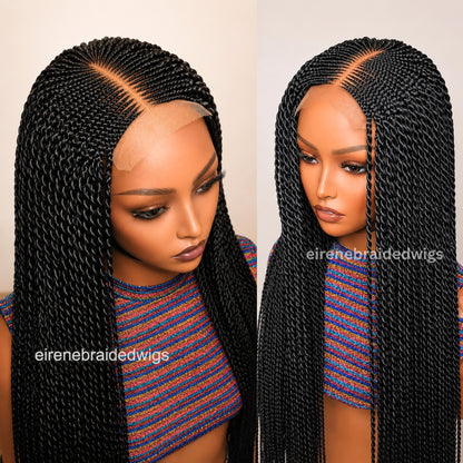 Braided Wigs for Black Women Full Lace Braided Wig – Fulani Cornrow – Micro Twist – Human Hair Bob – product image 1