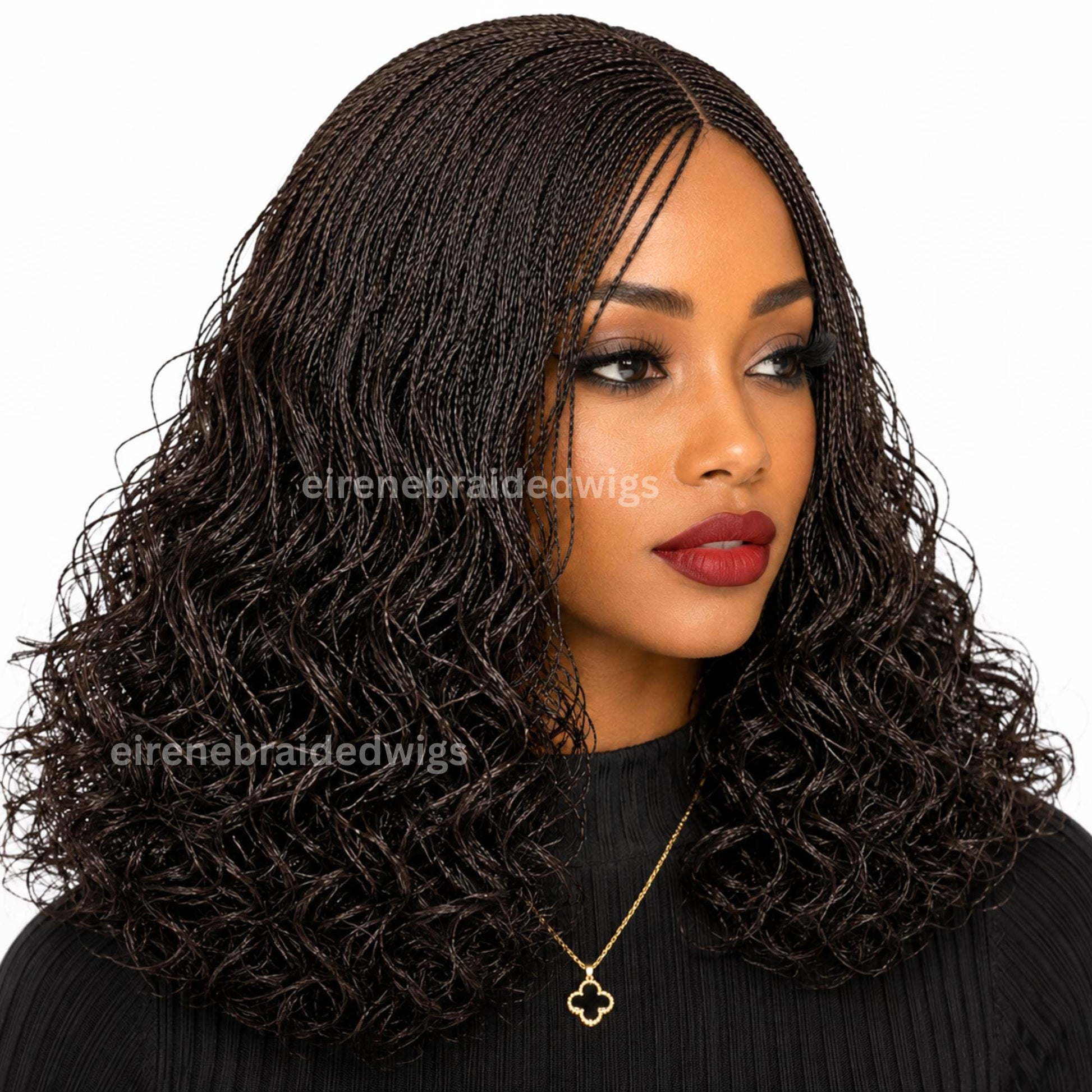 Braided Wigs for Black Women 18 Inch Curly Micro Twist Wig – Lightweight Braided Lace Closure – product image 1