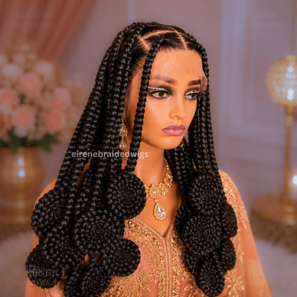 Braided Wigs for Black Women – Chunky Knotless Single Box Braids Wig – Full Lace Baby Hair 26in Jumbo Afro African Braids – product image 2
