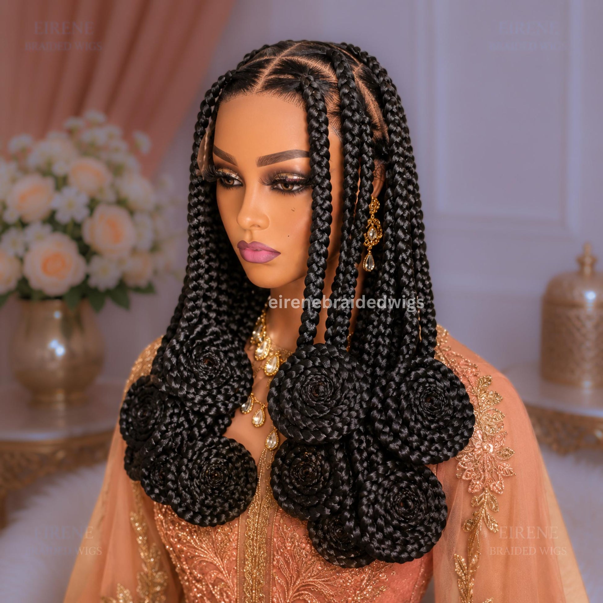 Braided Wigs for Black Women – Chunky Knotless Single Box Braids Wig – Full Lace Baby Hair 26in Jumbo Afro African Braids – product image 1