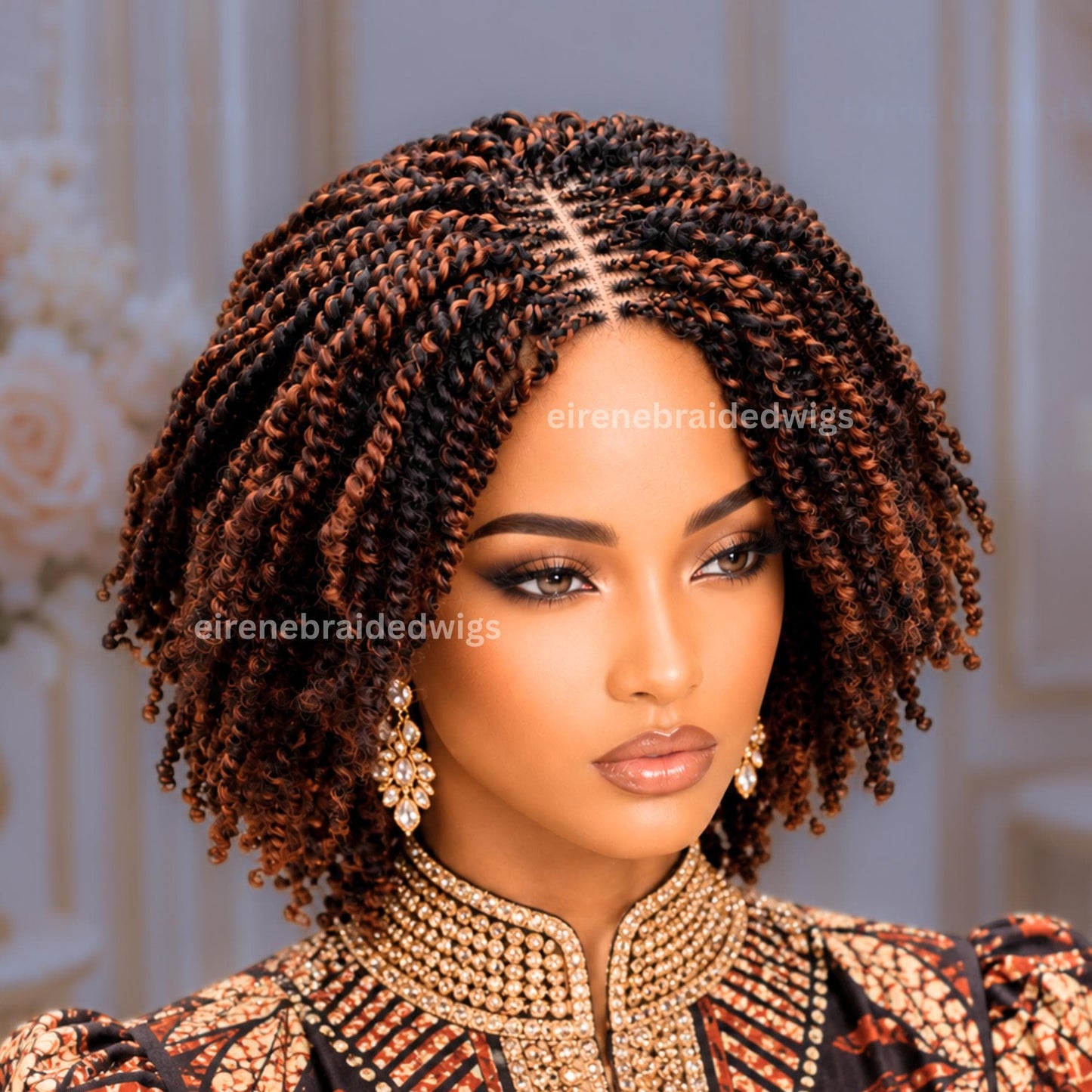 Ombre Spring Twist Braided Wigs for Black Women – Light-weight Lace Closure Bob Wig – product image 1
