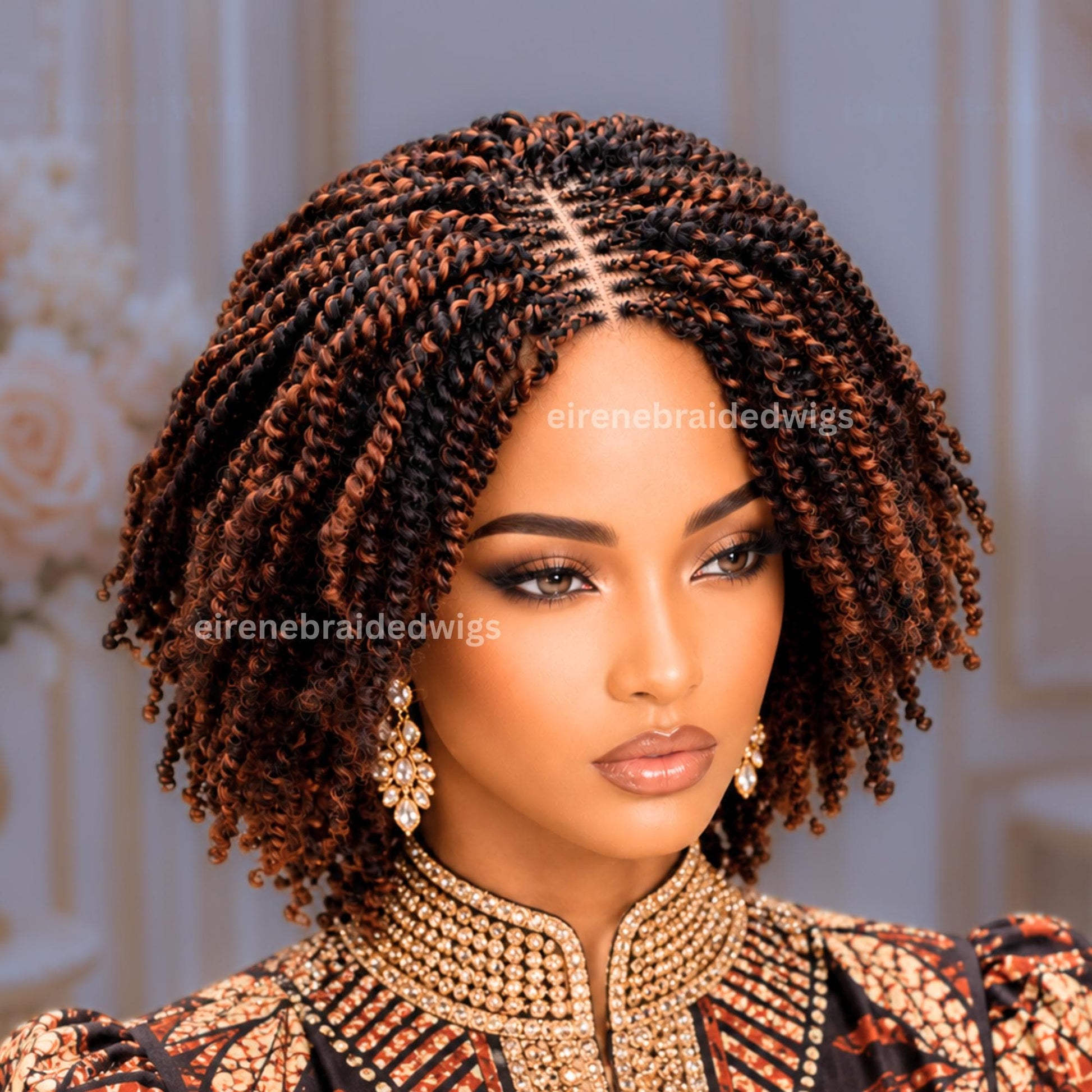 Ombre Spring Twist Braided Wigs for Black Women – Light-weight Lace Closure Bob Wig – product image 1