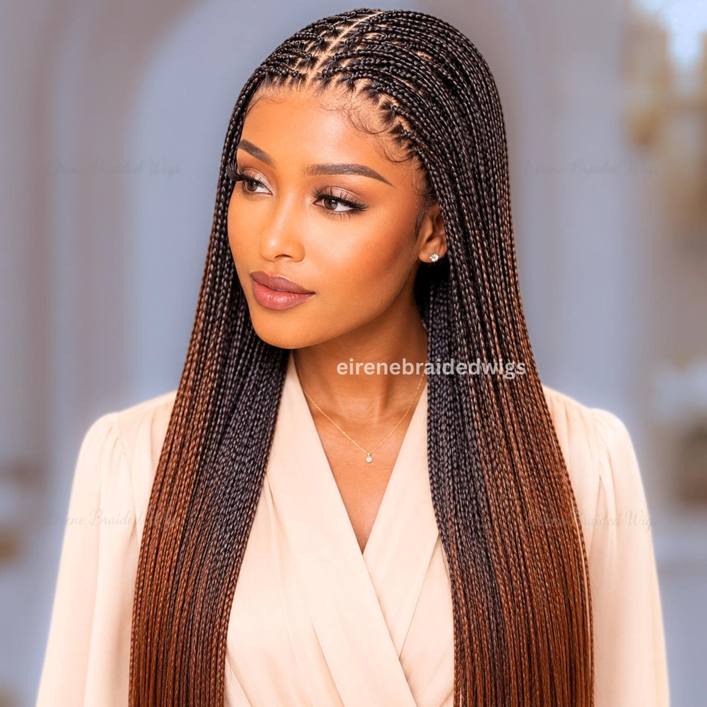 35in Silky Bone Straight Braid Wig – Lightweight Knotless African Braids – Braided Wigs for Black Women – product image 2