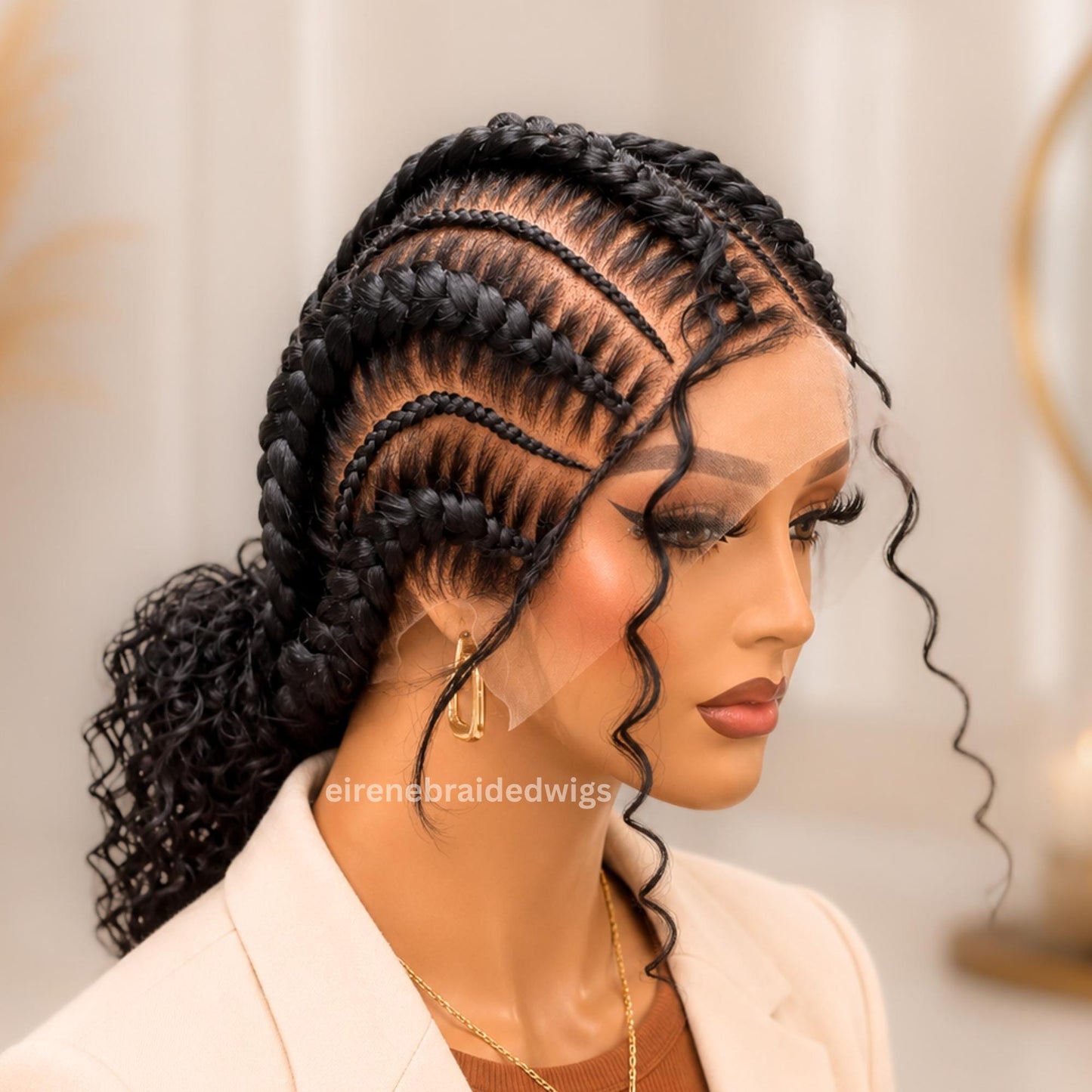 Braided Wigs for Black Women 24" Full Lace Cornrow Wig – Goddess Locs Boho Braids – product image 3