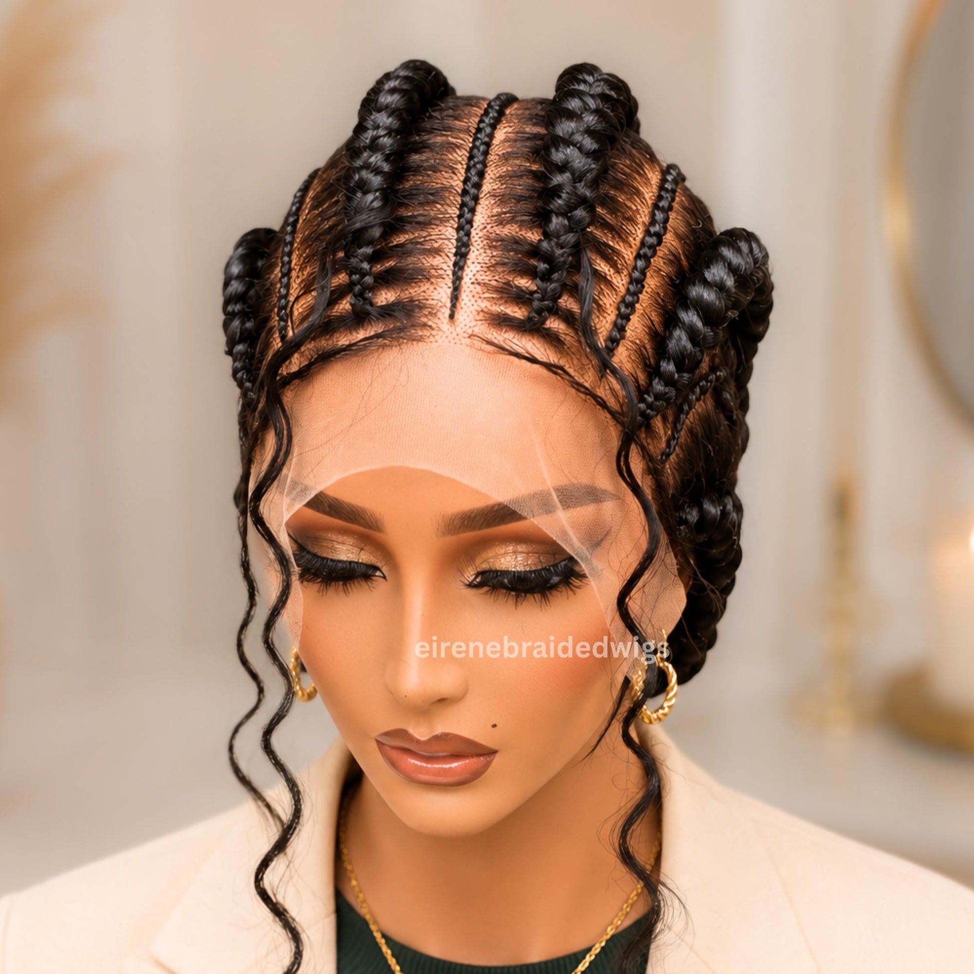 Braided Wigs for Black Women 24" Full Lace Cornrow Wig – Goddess Locs Boho Braids – product image 4