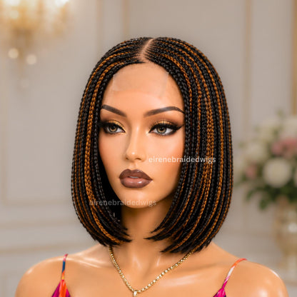 Braided Wigs for Black Women Braided Bob Wig – Black Gold Fulani Cornrow Human Hair Blend Lace Front – product image 4