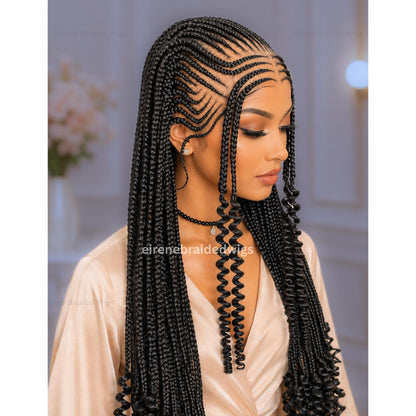 Braided Wigs for Black Women – 26" Curly Cornrow Braid Wig – Black Braided Full Lace Wig With Baby Hair – product image 1
