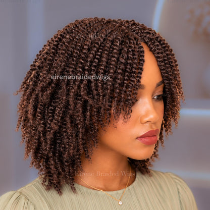 Brown Spring Twist Braided Wigs for Black Women – Light-weight Lace Closure Bob Wig – product image 3