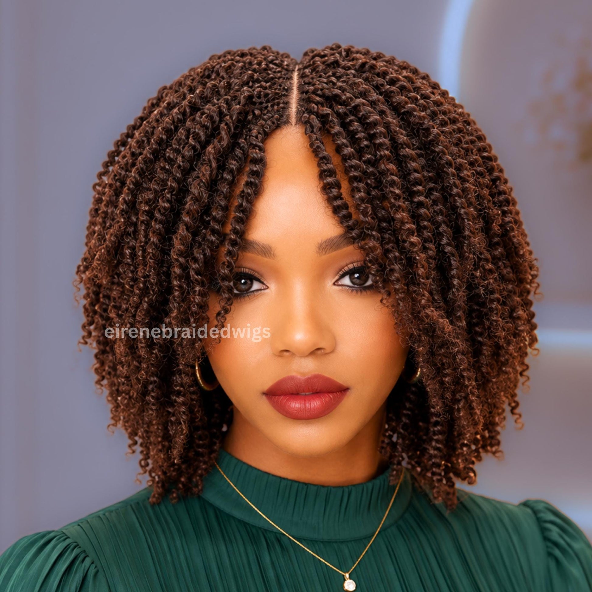 Brown Spring Twist Braided Wigs for Black Women – Light-weight Lace Closure Bob Wig – product image 6