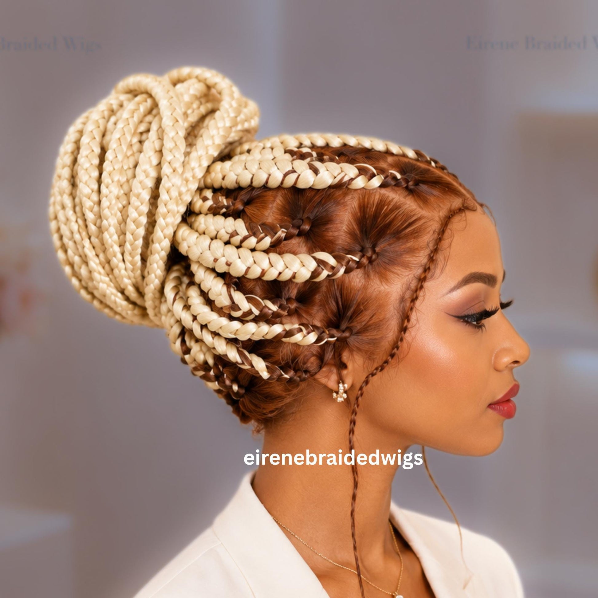 Braided Wigs for Black Women – Brown Blonde White Chunky Knotless Single Box Braids Wig – Full Lace Baby Hair 26in Jumbo Afro – product image 4