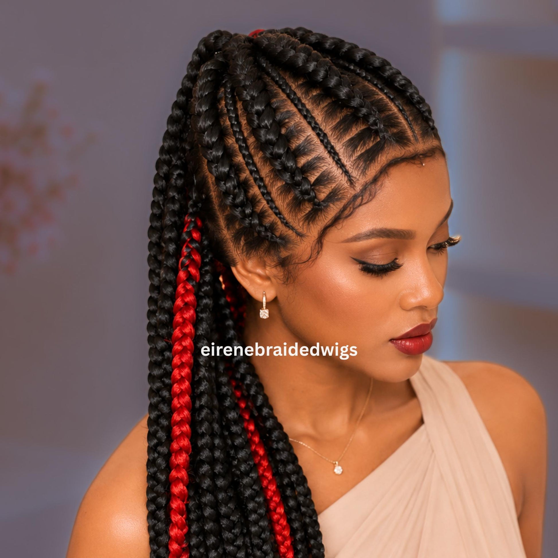 Braided Wigs for Black Women Fulani Braided Wig – Cornrow Updo – High Bun Ponytail – Full Lace – product image 1