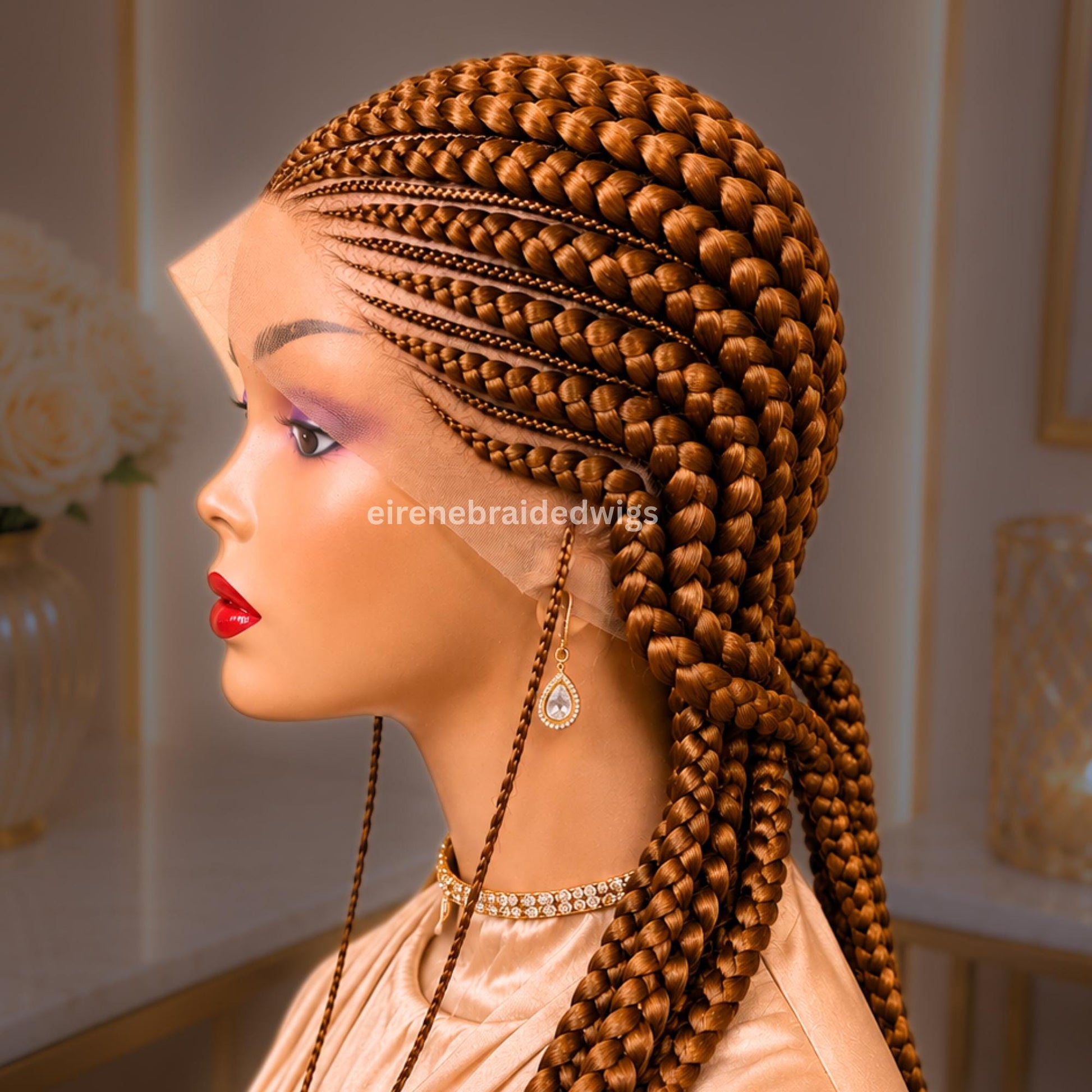 Braided Wigs for Black Women Full Lace Feed-in Cornrow Braided Wig – 30 inch African Tribal Braids – product image 1
