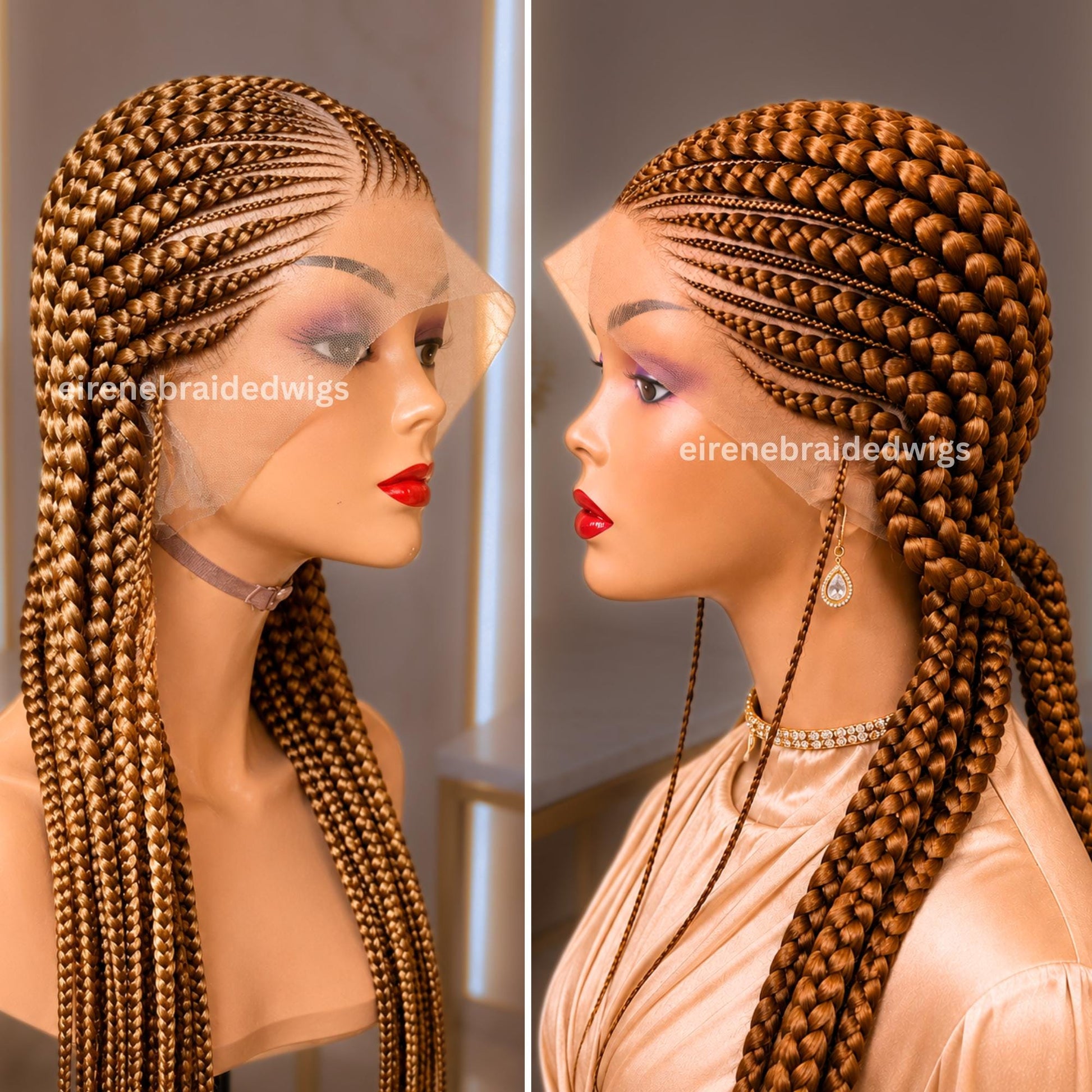 Braided Wigs for Black Women Full Lace Feed-in Cornrow Braided Wig – 30 inch African Tribal Braids – product image 3