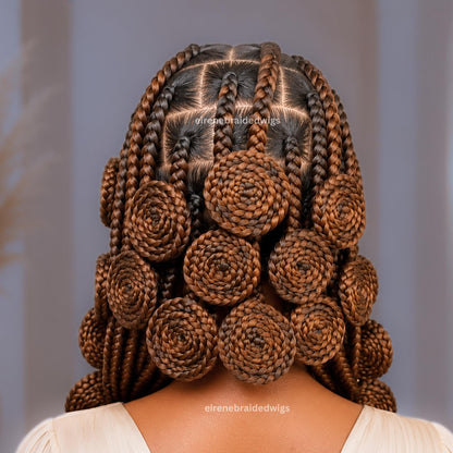 Full Lace Knotless Box Braids Wig – Medium Spiral Single Braided Wig – Handmade Wig – African Bantu Knots Afro Wig – product image 2