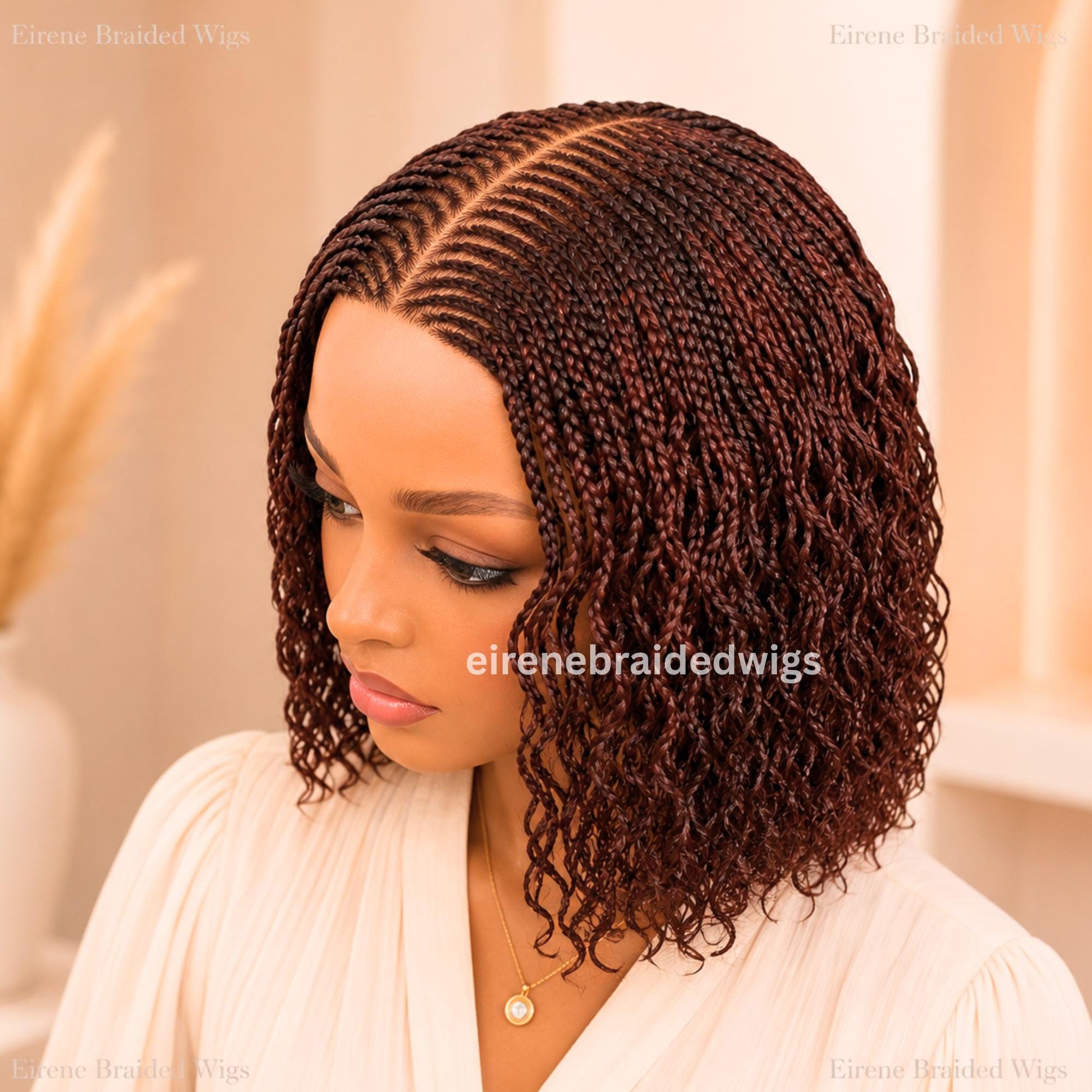Braided Wigs for Black Women – Curly Short Bob Braid Cornrow Wig – product image 2