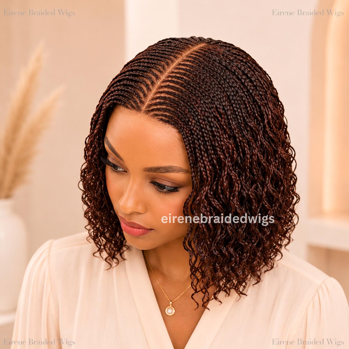 Braided Wigs for Black Women – Curly Short Bob Braid Cornrow Wig – product image 1