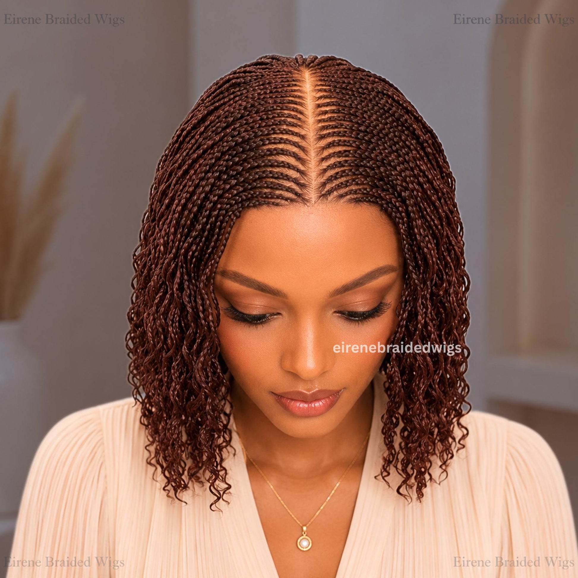 Braided Wigs for Black Women – Curly Short Bob Braid Cornrow Wig – product image 6
