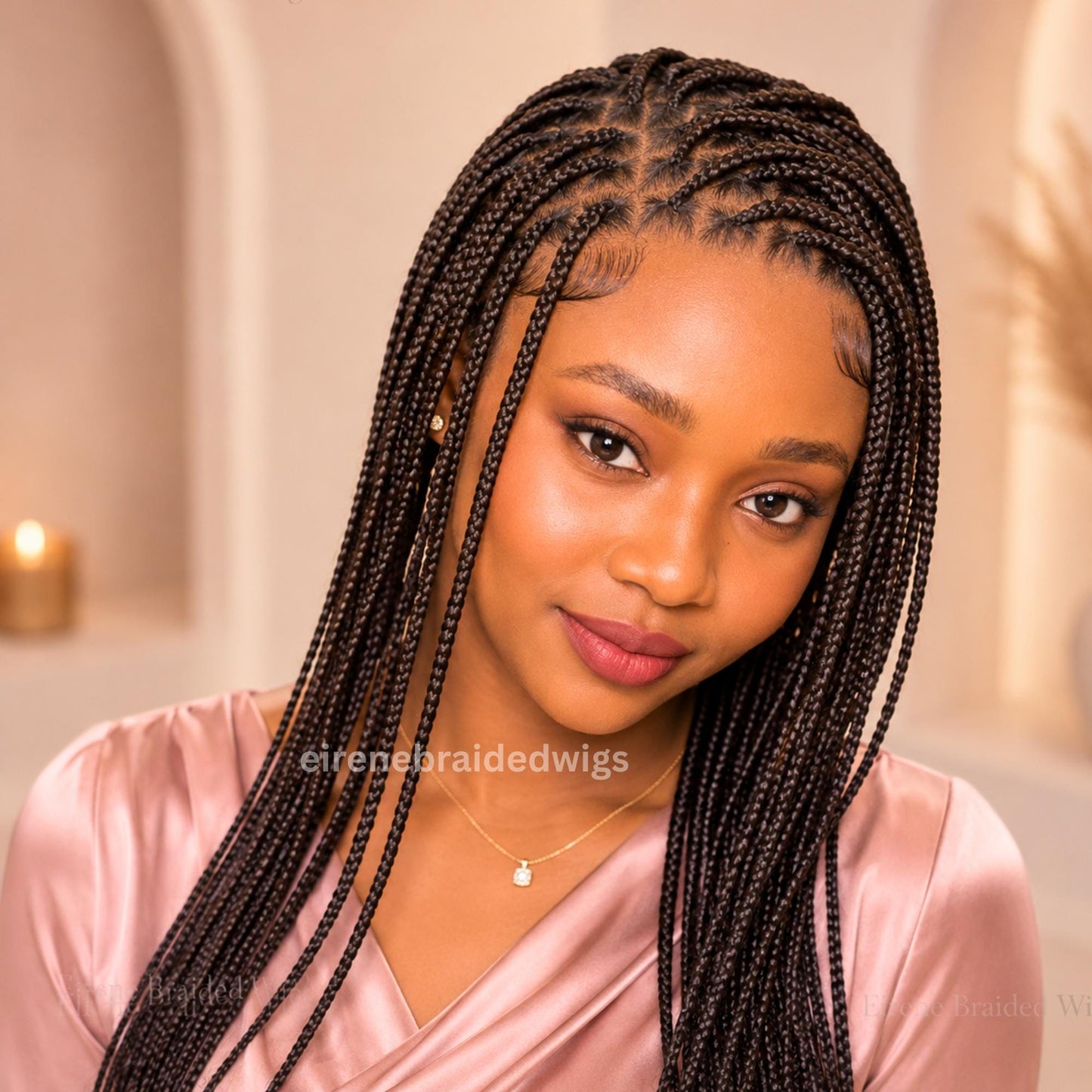 Braided Wigs for Black Women – Long Knotless Single Box Braids Wig – Full Lace Frontal – product image 2