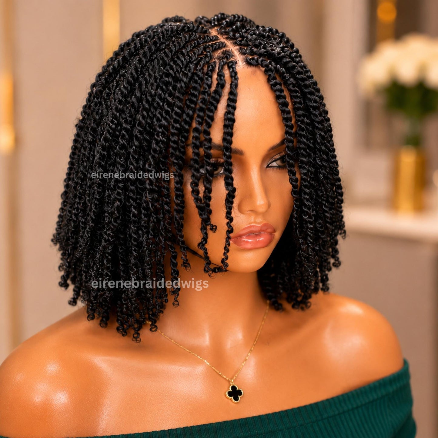 Black Spring Twist Braided Wigs for Black Women – Light-weight Lace Closure Bob Wig – product image 1