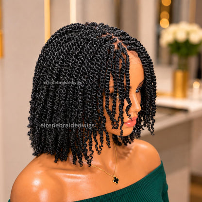 Black Spring Twist Braided Wigs for Black Women – Light-weight Lace Closure Bob Wig – product image 4