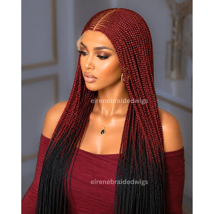 Braided Wigs for Black Women – Middle Part Cornrow Braids Wig – Ombre Box Braids – Lace Front – Center Part – product image 5