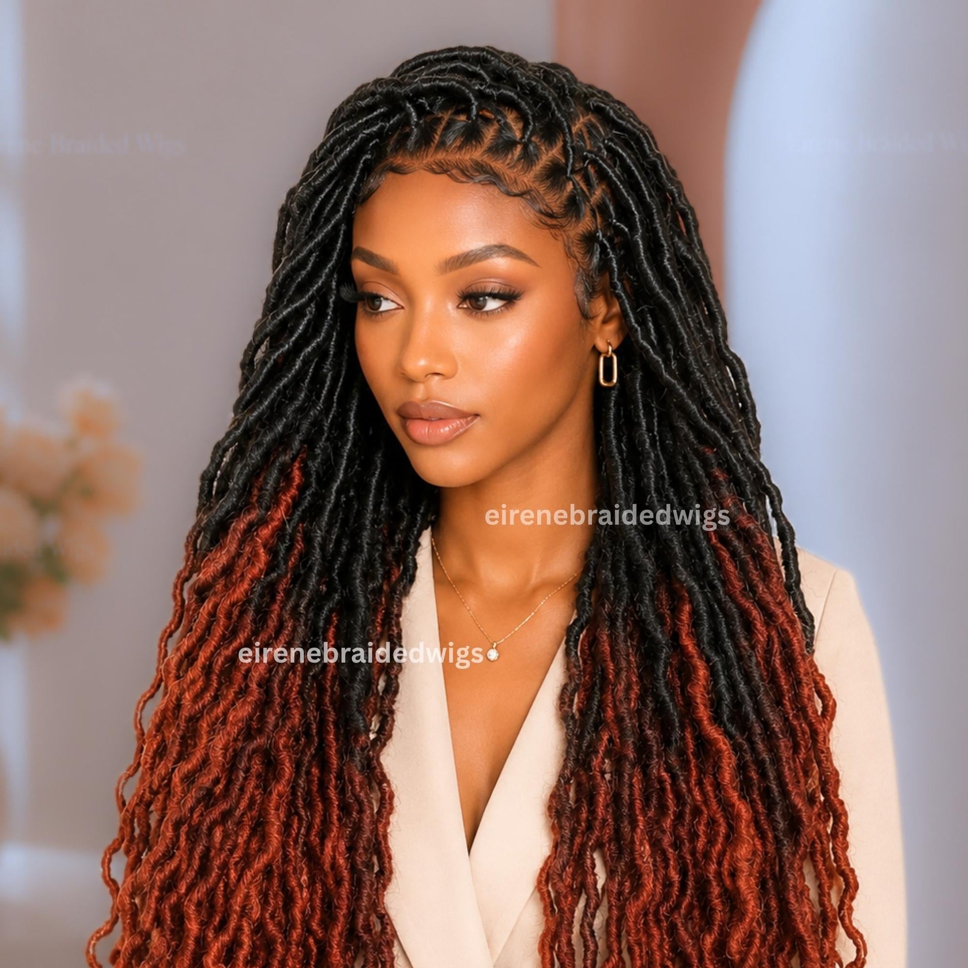 Braided Wigs for Black Women 30" Faux Locs Braid Wig – Full Lace – Boho Goddess Style – product image 4