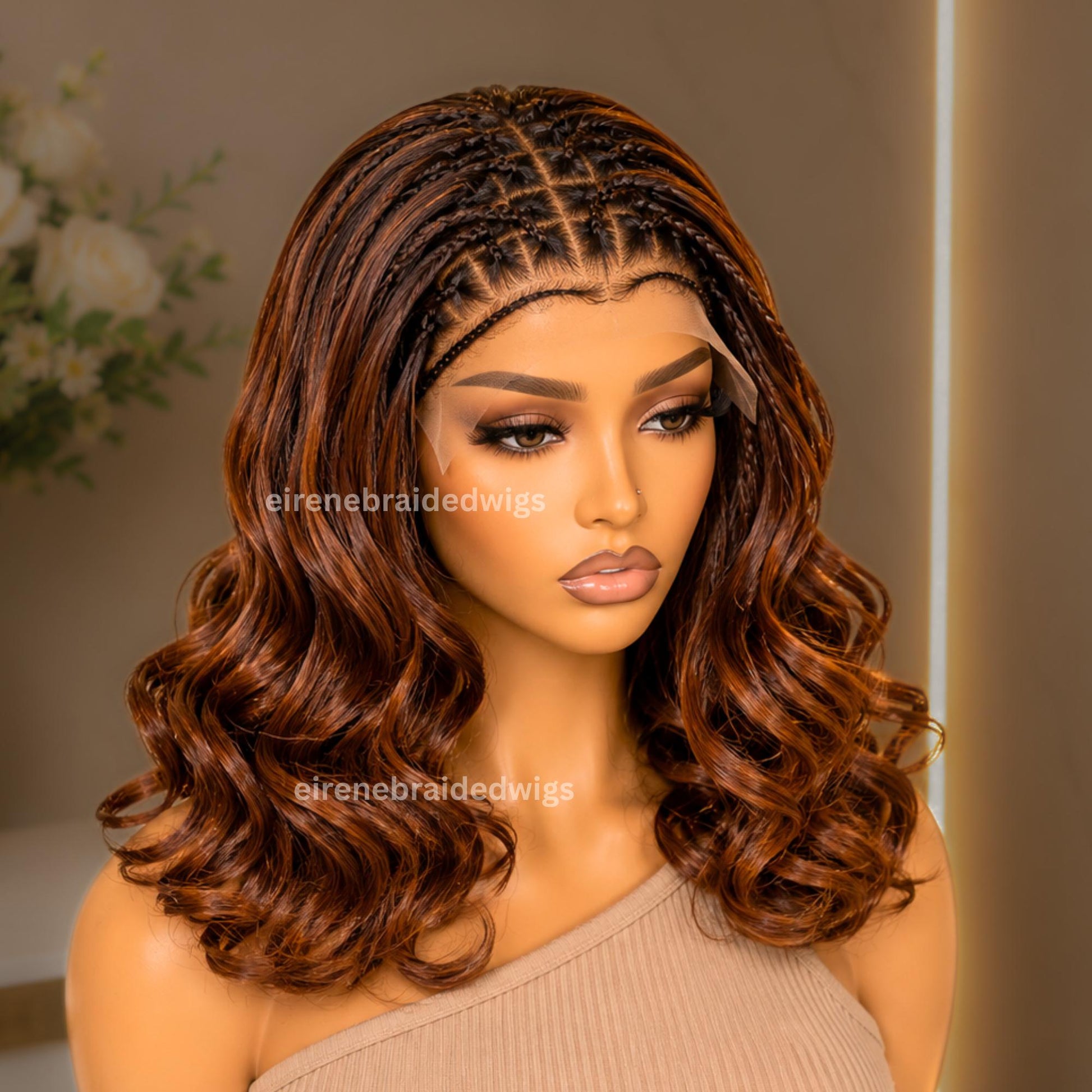 Braided Wigs for Black Women 16in Knotless Spanish Curls Braided Wig – Lace Frontal Box Bob Braids – product image 1