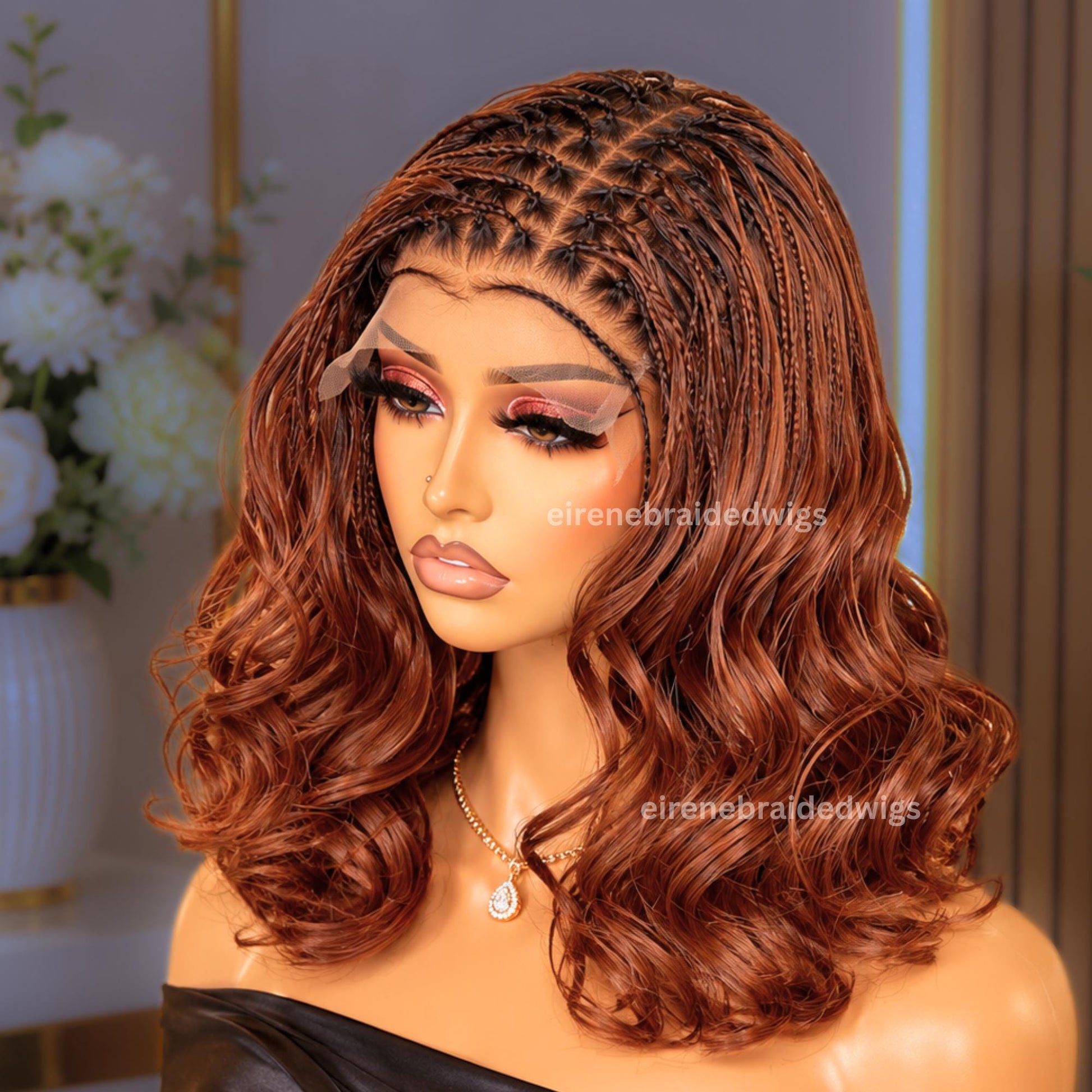 Braided Wigs for Black Women 16in Knotless Spanish Curls Braided Wig – Lace Frontal Box Bob Braids – product image 3