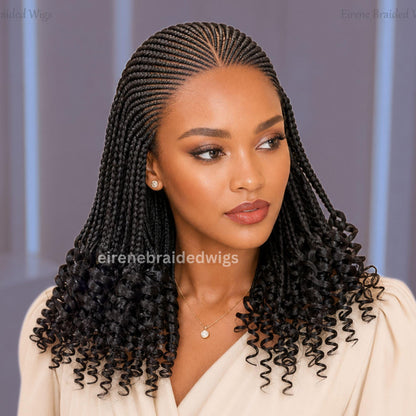 Curly Full Lace Braids Wig – Cornrow Wig – Baby Hair Lace Front Box Braided Wig – Human Hair Weave Wig – Passion Twist Micro Twist – product image 3