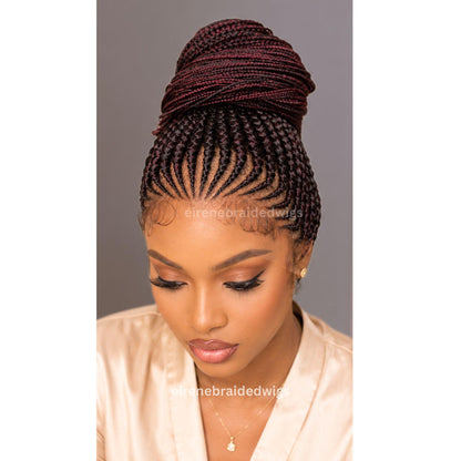 Full Lace Front Updo Braided Wig for Black Women – Cornrow Braids Wig – Baby Hair Ponytail Braids Wig – glueless lemonade Feed-in – product image 3