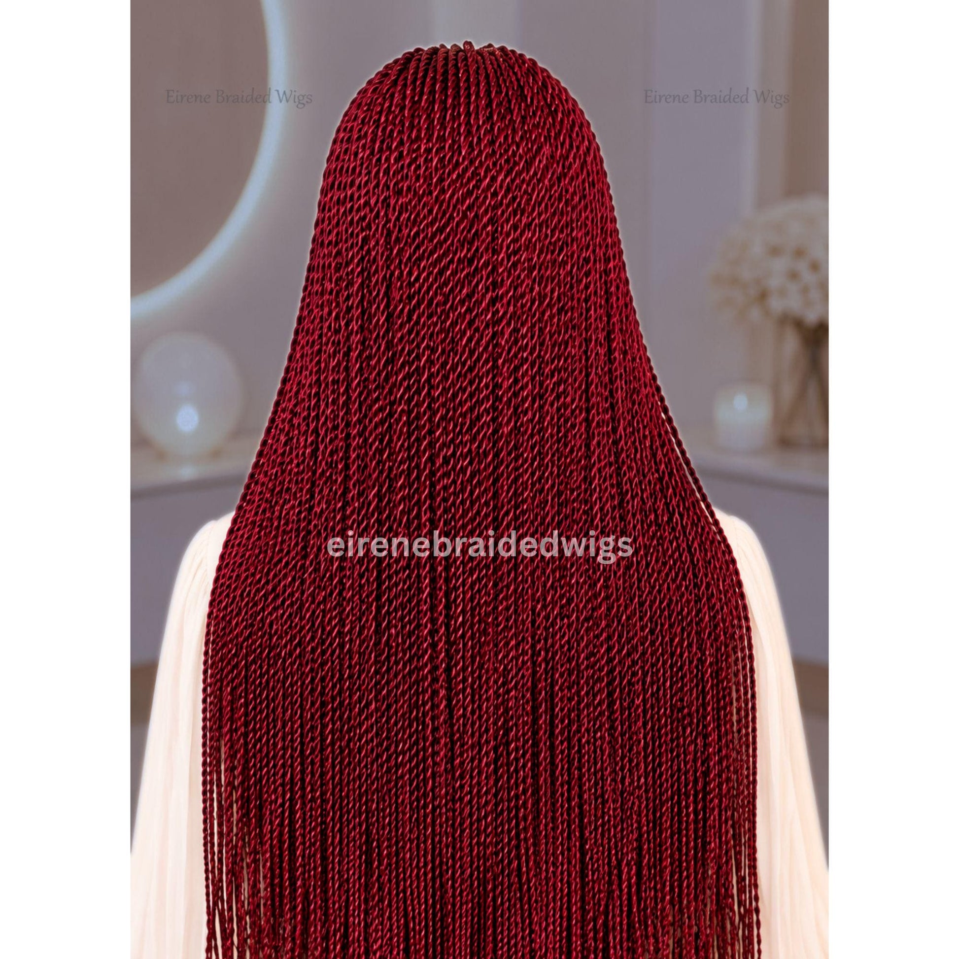 Braided Wigs for Black Women – Fulani Cornrow Braided Wig – Human Hair Blend Lace Closure – 28 inch Micro Twist Wig – product image 4