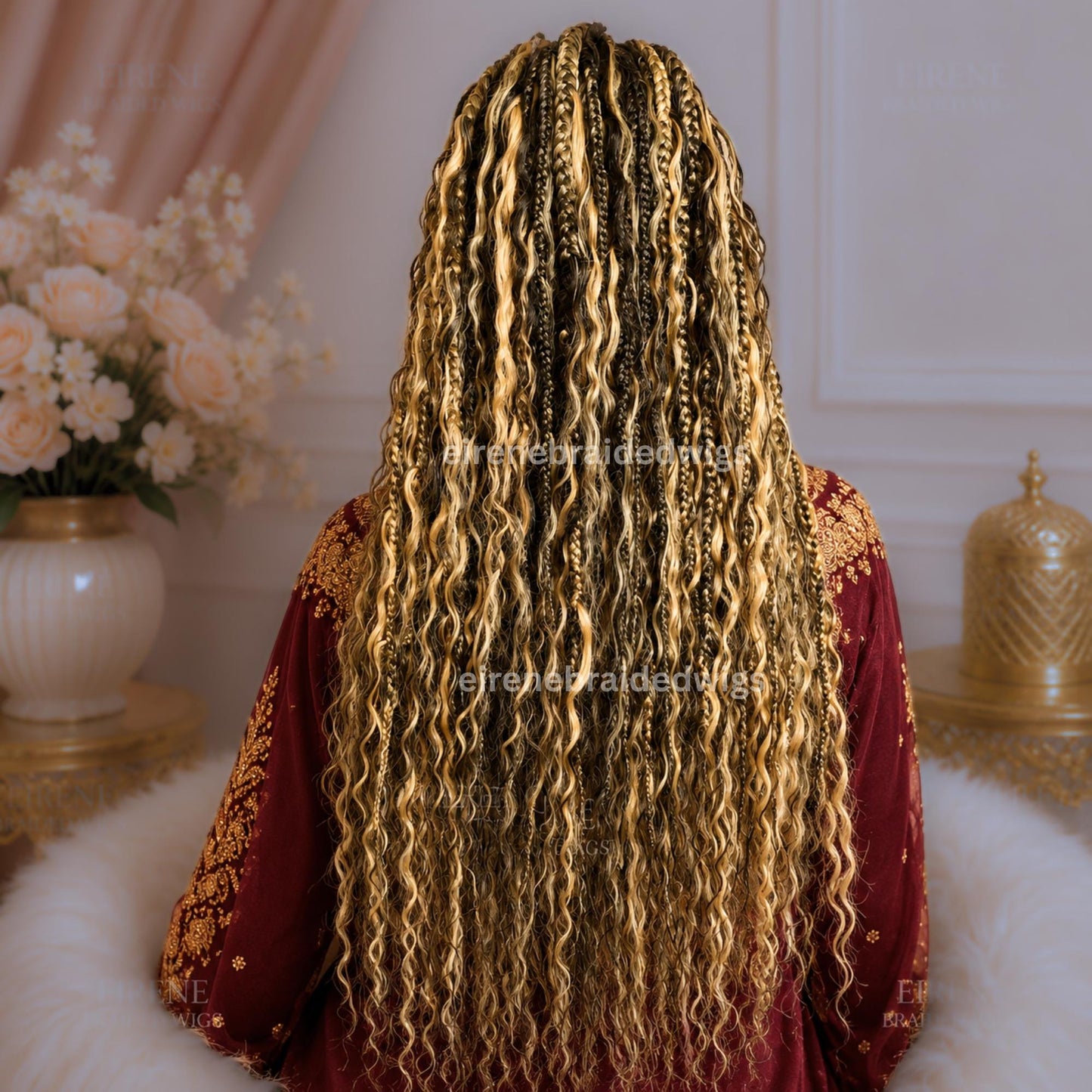 Braided Wigs for Black Women – Curly Boho All Back Lace Frontal Cornrow Weave Braided Wigs – product image 2
