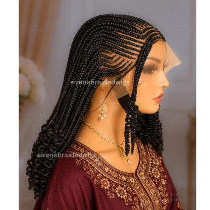 Braided Wigs for Black Women – 16" Curly Cornrow Braid Wig – Black Braided Full Lace Wig With Baby Hair – product image 3