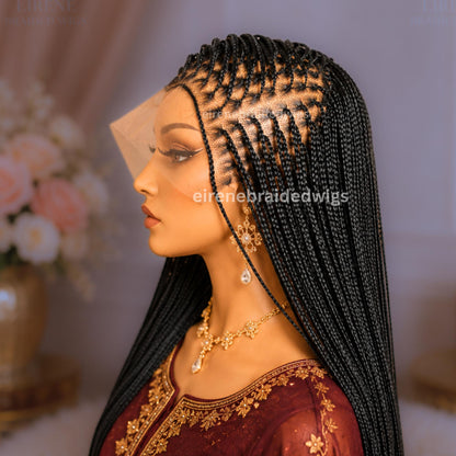 Braided Wigs for Black Women Knotless Box Braided Wig – Long Blonde Ombre Boho Goddess Locs – Full Lace – product image 3