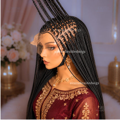 Braided Wigs for Black Women Knotless Box Braided Wig – Long Blonde Ombre Boho Goddess Locs – Full Lace – product image 2