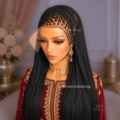 Braided Wigs for Black Women Knotless Box Braided Wig – Long Blonde Ombre Boho Goddess Locs – Full Lace – product image 1