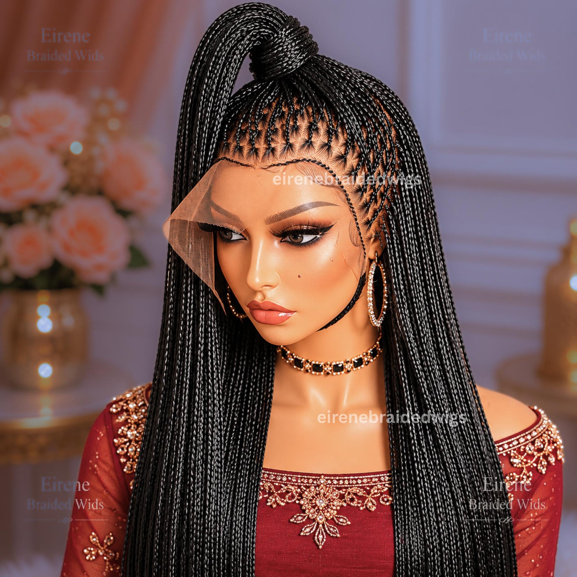 Braided Wigs for Black Women Knotless Box Braided Wig – Long Blonde Ombre Boho Goddess Locs – Full Lace – product image 5