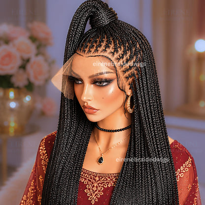 Braided Wigs for Black Women Knotless Box Braided Wig – Long Blonde Ombre Boho Goddess Locs – Full Lace – product image 4