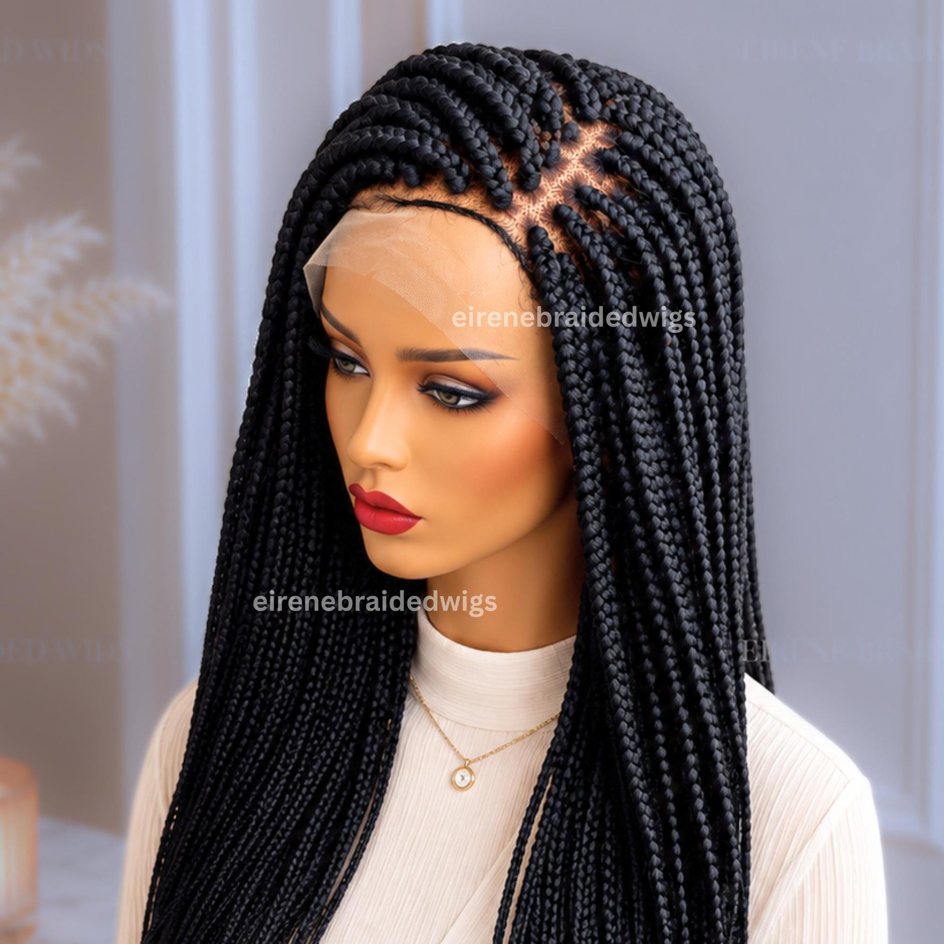 Braided Wigs for Black Women Knotless Box Braid Wig – Full Lace Frontal – Handmade Twist Braid – product image 2