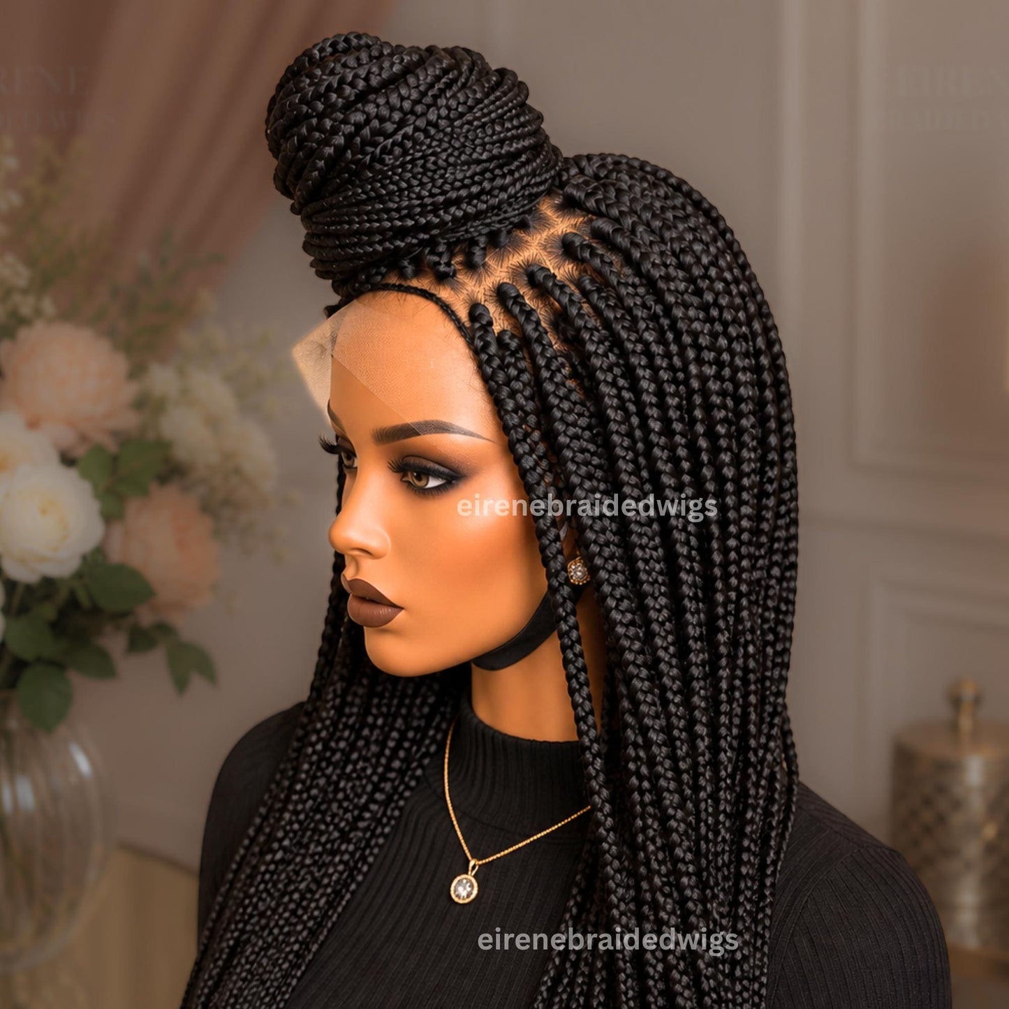 Braided Wigs for Black Women Knotless Box Braid Wig – Full Lace Frontal – Handmade Twist Braid – product image 1