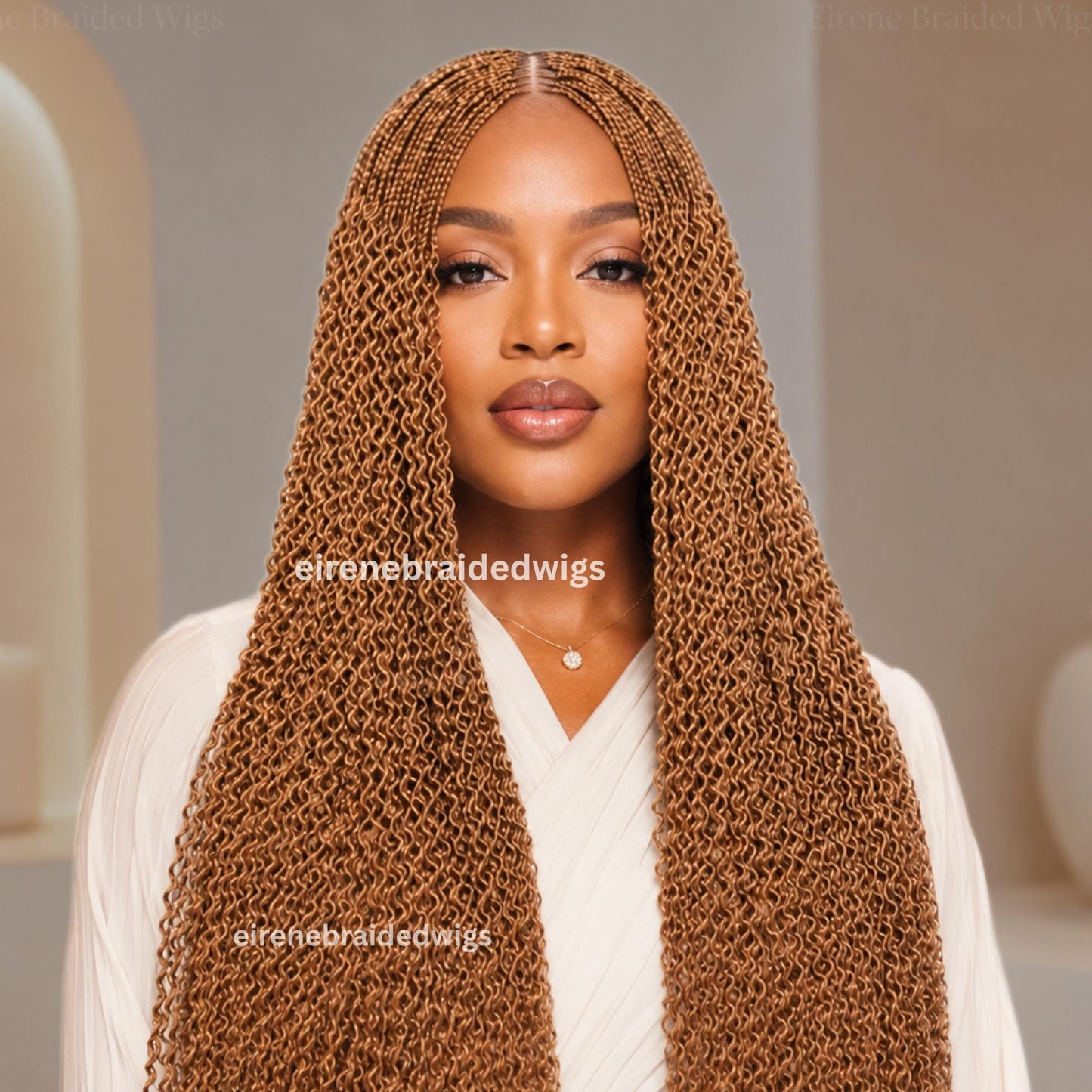 Braided Wigs for Black Women Handmade Crinky Twist Braid Wig – 30in Lace Closure – Black Brown Gold – product image 2