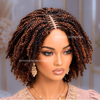 Ombre Spring Twist Braided Wigs for Black Women – Light-weight Lace Closure Bob Wig – product image 3