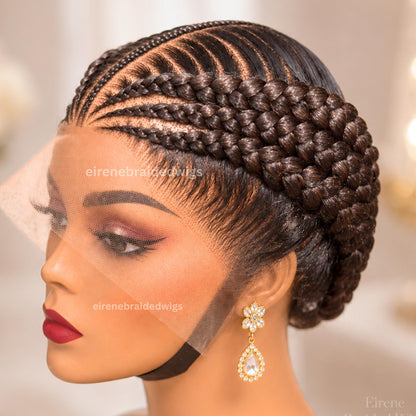 Braided Wigs for Black Women – Full Lace Feed-in Cornrow Braided Wig – African Tribal Braids – product image 3