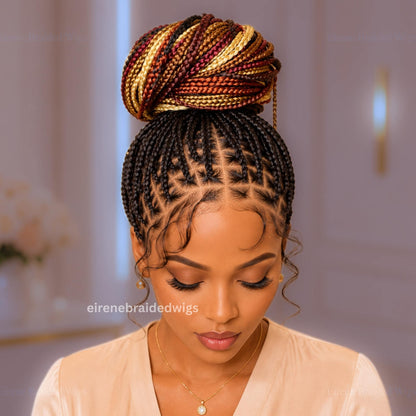 Braided Wigs for Black Women – Knotless Single Box Braids Wig – Multi-colour Rainbow Full Lace Long – product image 2