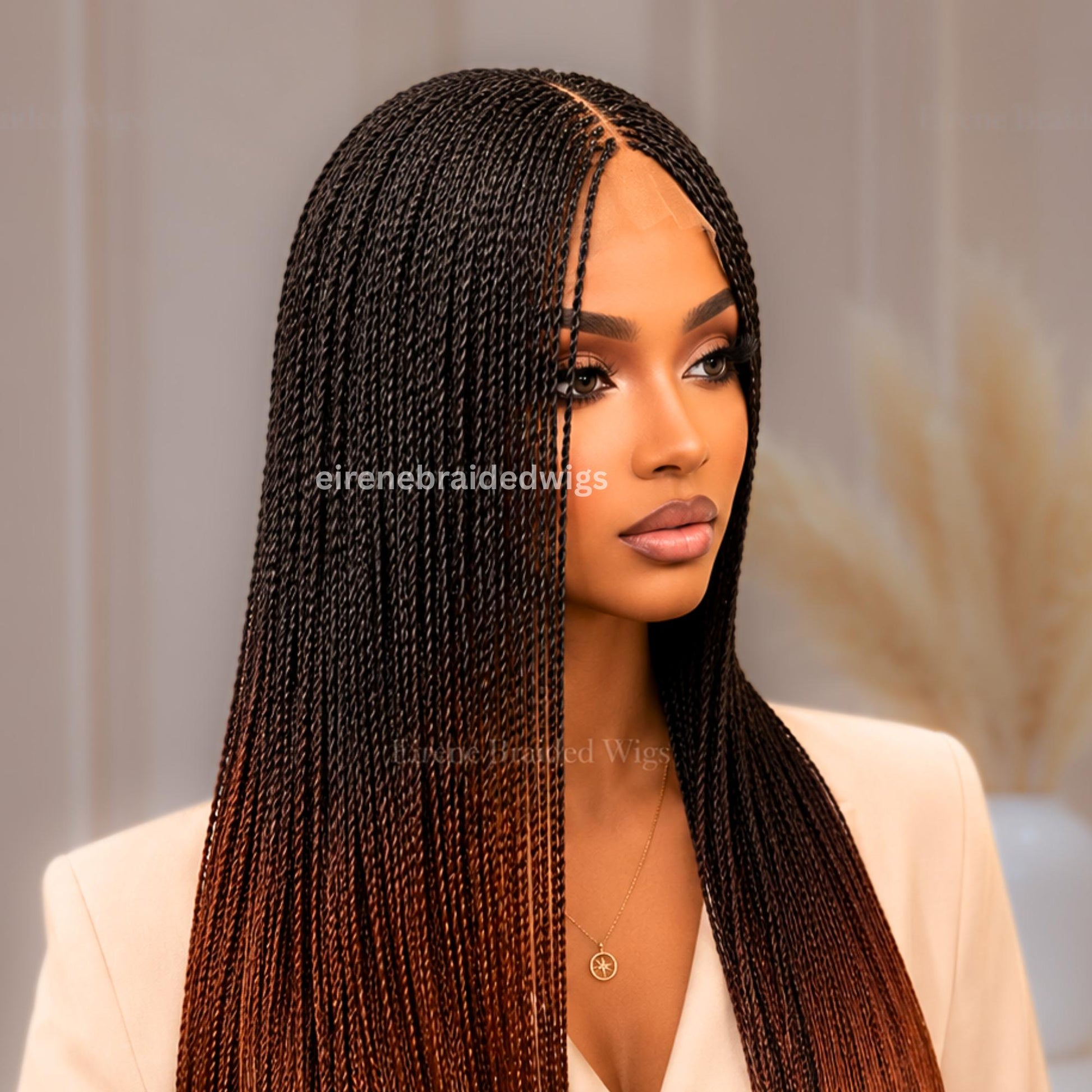 Braided Wigs for Black Women Micro Twist Braided Wig – Human Hair Lace Closure – 30 inch Lightweight Wig – product image 5